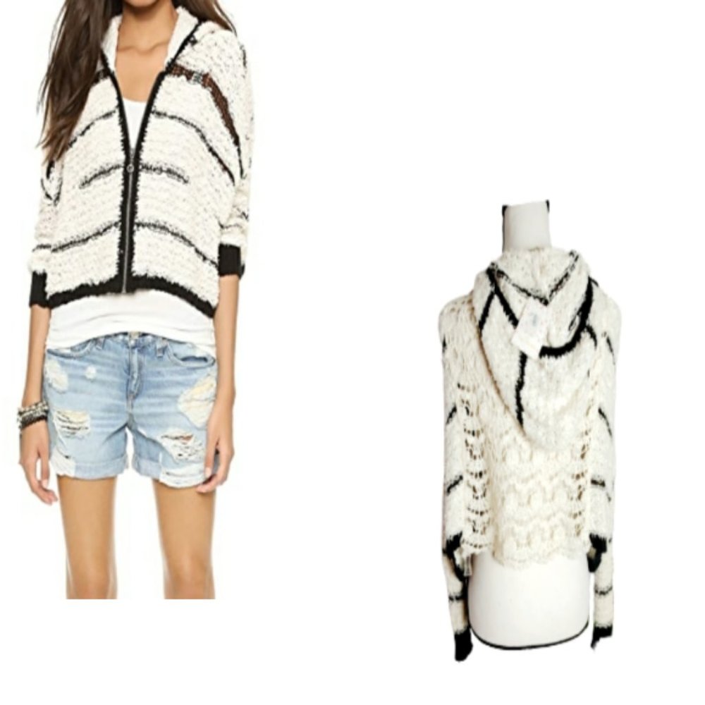 FREE PEOPLE CROPPED ZIP-UP SWEATER WITH HOOD - Picture 3 of 10